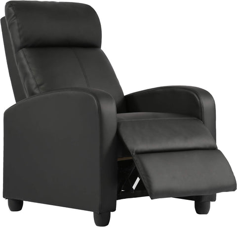 FDW Recliner Chair for Living Room Home Theater Seating Single Reclining Sofa Lounge with Padded Seat Backrest (Black)