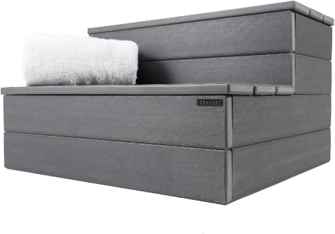 Hot Tub Steps - Wood Looking Plastic Steps for Hot Tub - 100% Waterproof Spa Steps - Gray Non Slip, Heavy Duty Outdoor Steps, Multi Use as Porch Steps or Hot Tub Stairs, Fits Any Spa Size