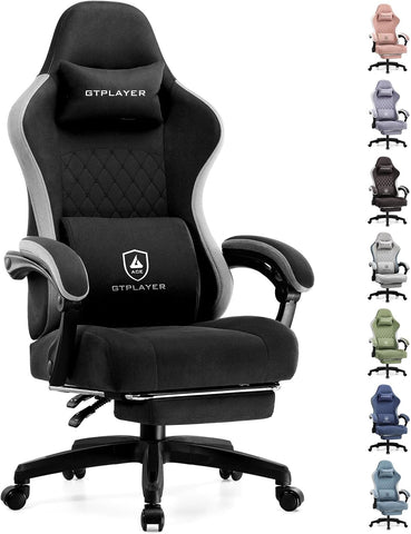 GTPLAYER Gaming Chair, Computer Office Chair with Pocket Spring Cushion, Linkage Armrests and Footrest, High Back Ergonomic Computer Chair with Lumbar Support Task Chair with Footrest