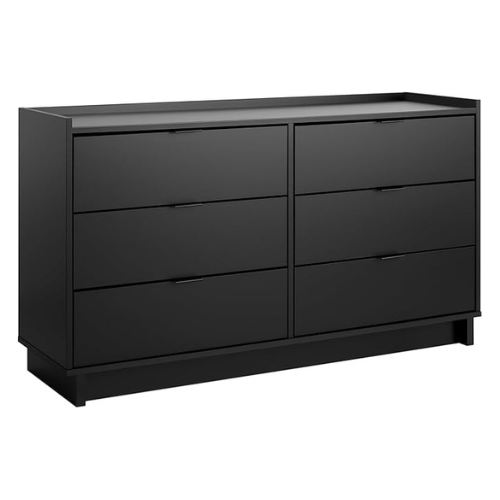 Prepac Simply Modern 6-Drawer Double Dresser for Bedroom, Chest of Drawers, Modern Bedroom Furniture, 52.5” wide x 16” deep x 29.5” tall, Black