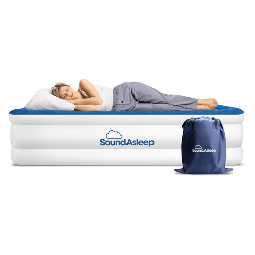 SoundAsleep Dream Series Luxury Air Mattress with ComfortCoil Technology & Built-in High Capacity Pump for Home Camping- Double Height, Adjustable, Inflatable Blow Up, Portable - California King XL